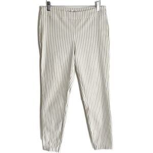 Nanette Lepore Women's Skinny Ankle Pants Size 4 Striped White & Beige Stretch